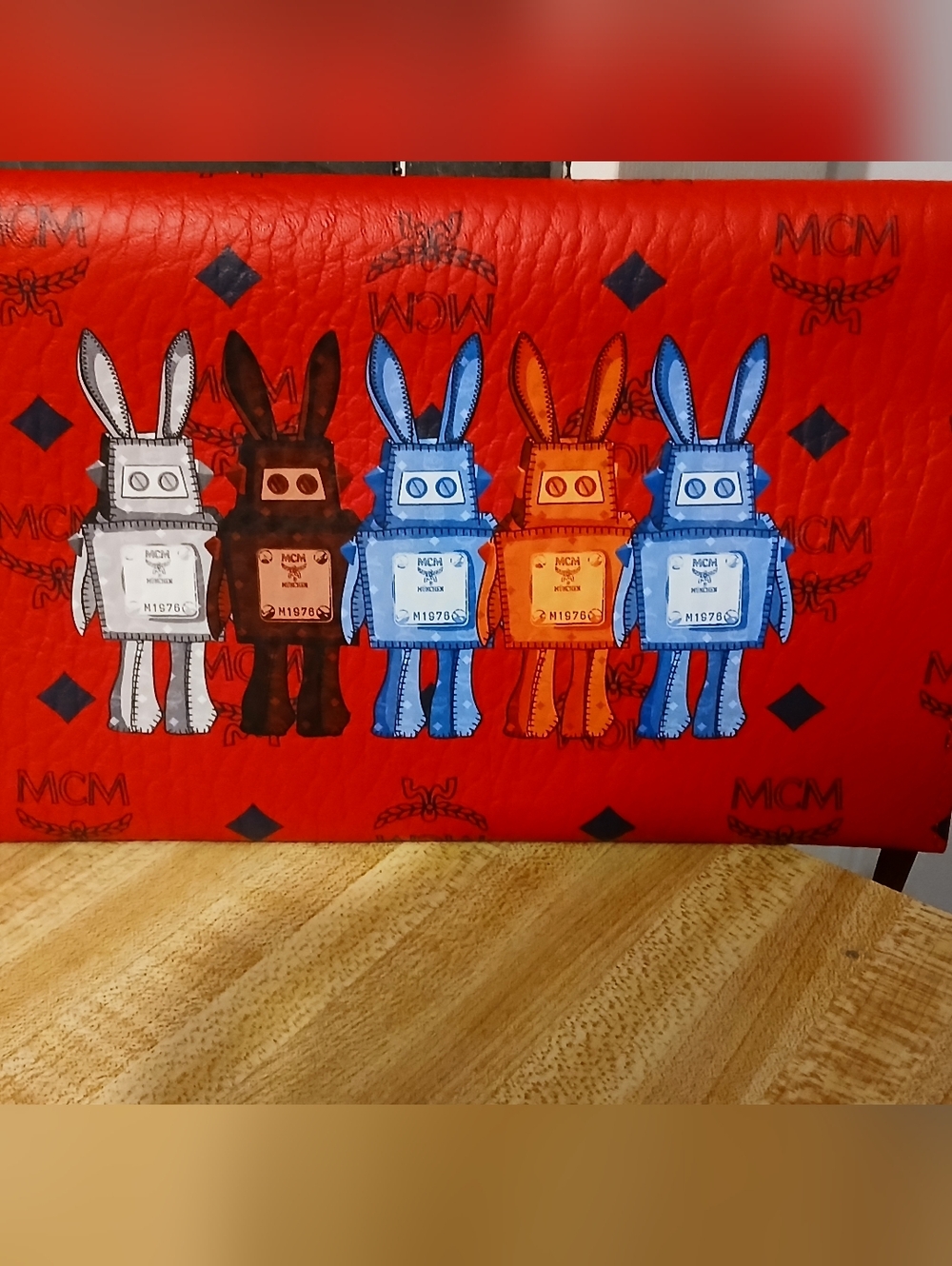 ❤️MCM NWOT Red Envelope Pouch/Wristlet W/ Robot Bunnies RARE